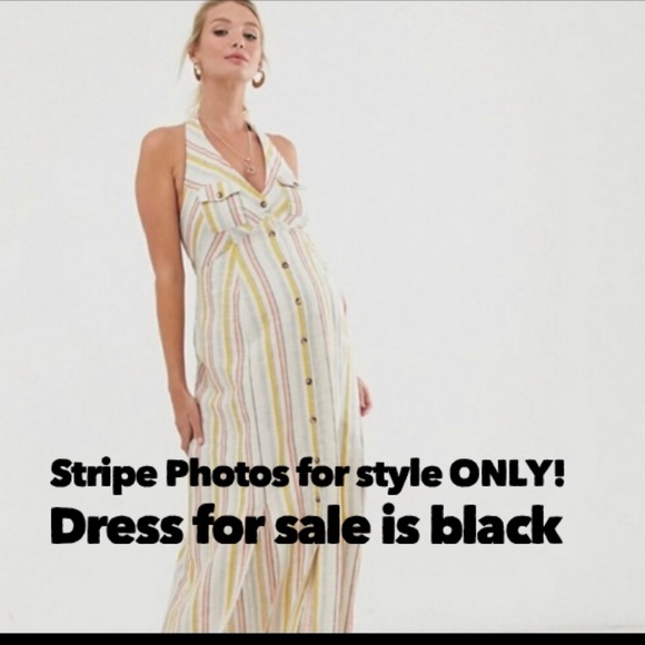 Asos Maternity Maxi Dress Button Front Halter - Picture 5 of 7